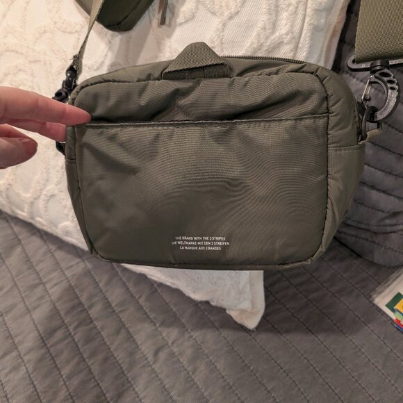 Adidas Puffer And Pouch Crossbody Bag, Olive Strata Green/Black - Picture 6 of 10